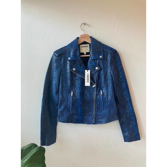 L'AGENCE Jackets & Blazers - L'AGENCE Women's Python Sheen Leather Biker Jacket NWT XS
